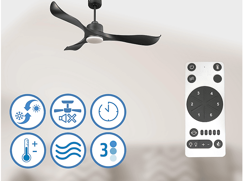 PURLINE Ventilador de techo en color Negro — 18 W y 6 velocidades — foto 4