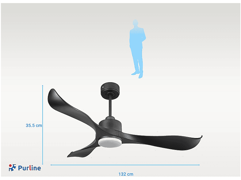 PURLINE Ventilador de techo en color Negro — 18 W y 6 velocidades — foto 5