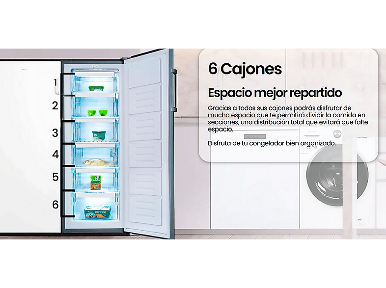 INFINITON Congelador vertical en color Inox (mod. CV-172L14XEV) — foto 5