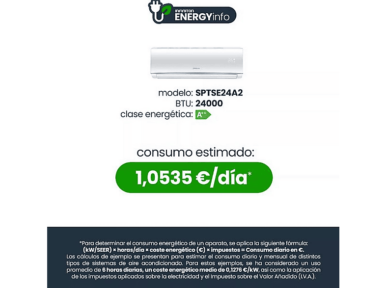 Aire acondicionado Split 1x1 INFINITON en color Blanco, 24000 fg/h — foto 5
